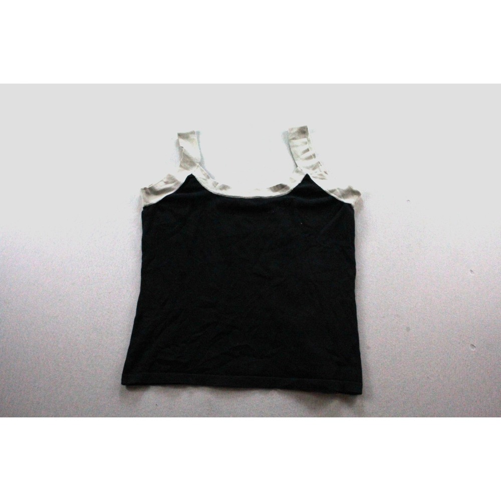 Michael Simon Women's Black Tank Top Sleeveless With White Straps Casual Large